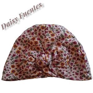 Daisy Fuentes Cream Pink Floral Soft Knit Baby Girl Hat